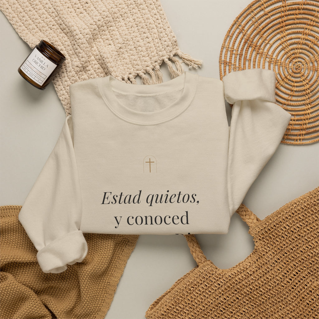 Be Still Crewneck Sweatshirt – Psalm 46:10 (Spanish Edition)