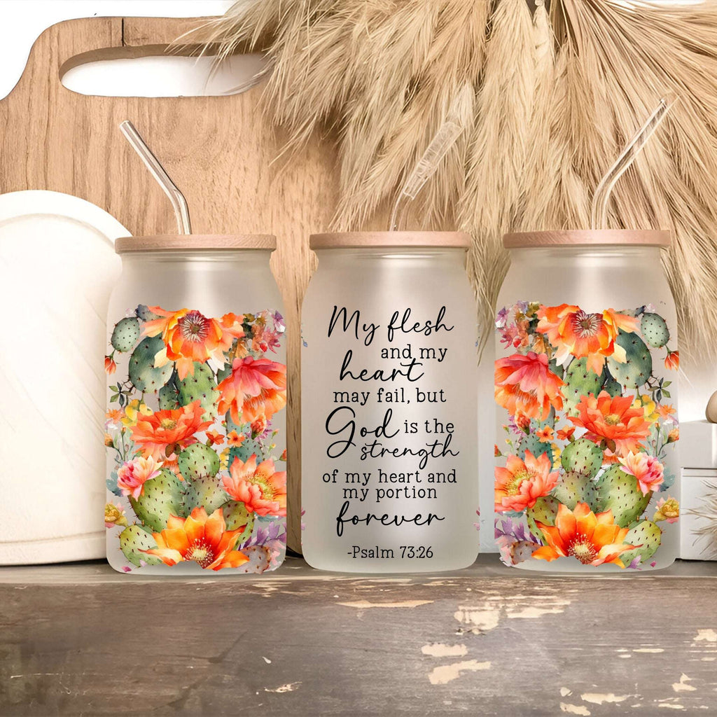 Vaso, taza y termo floral con versículo