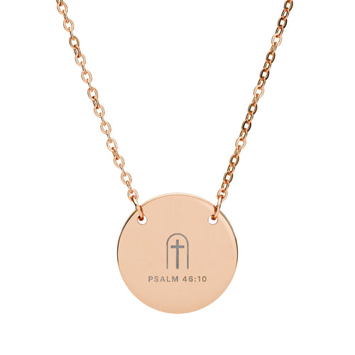 Arched Cross Circle Necklace – Psalm 46:10