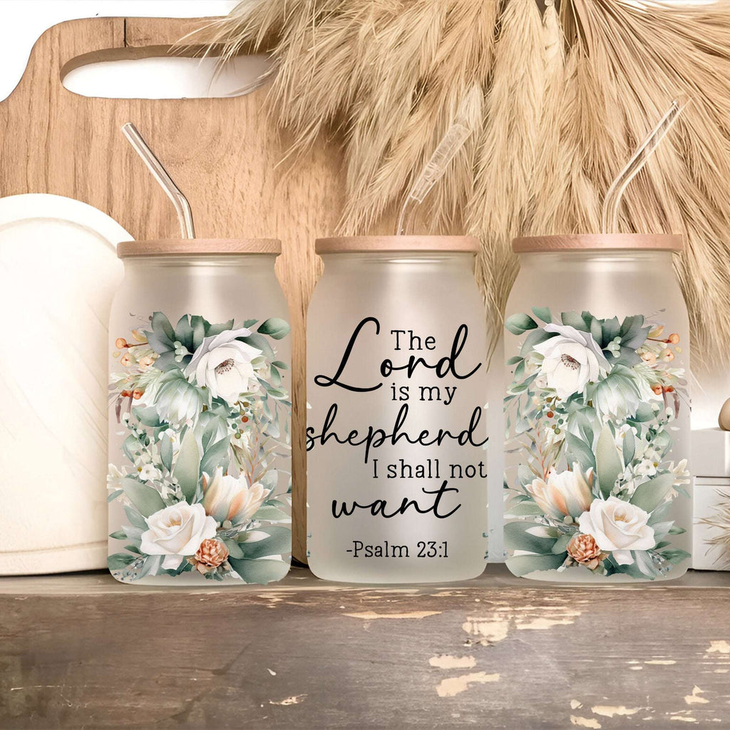 Vaso, taza y termo floral con versículo