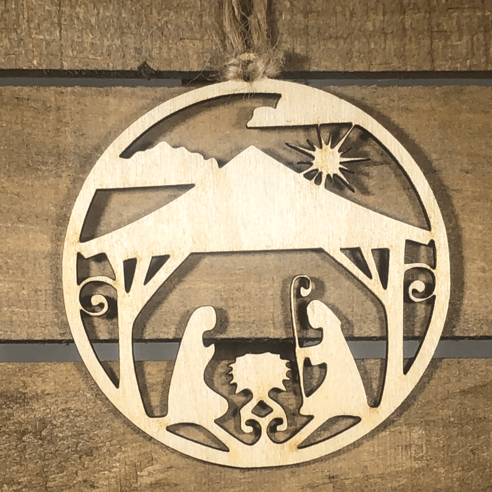 Nativity Scene Wooden Christmas Ornament