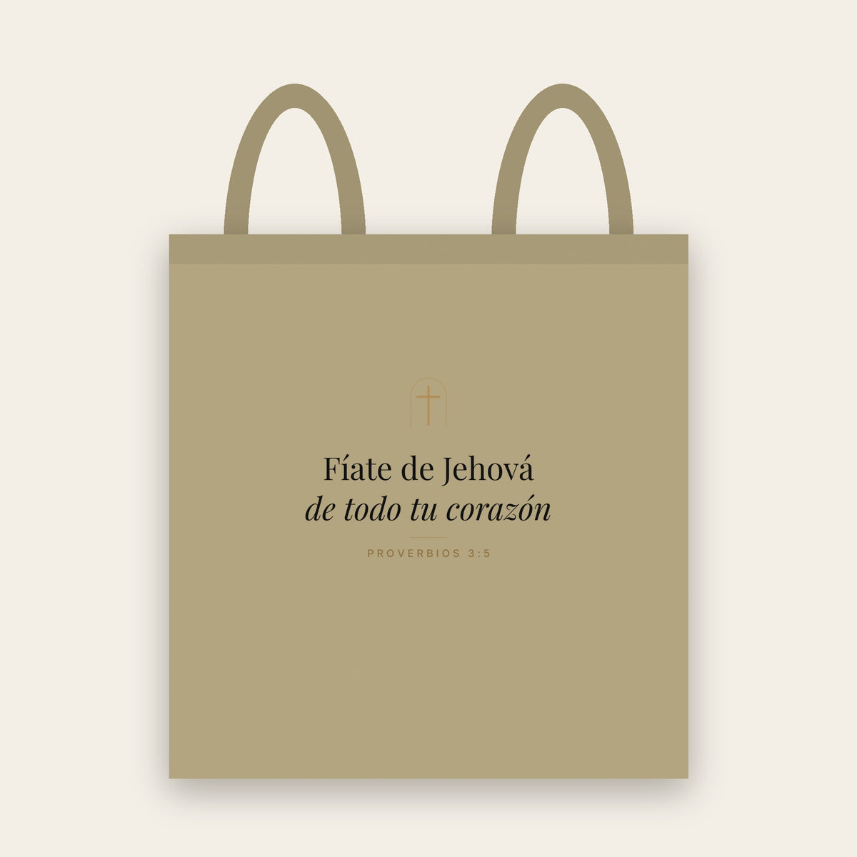 Bolsa de tela Fíate de Jehová, color caqui